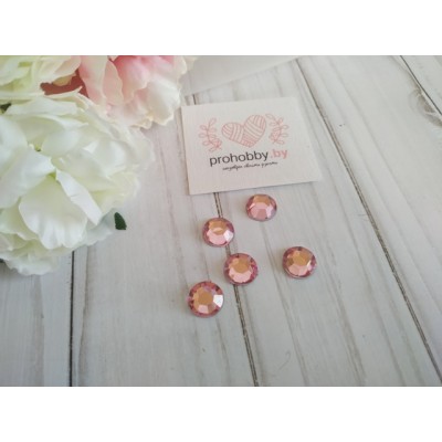 Стразы круглые 12 мм, цвет розовый